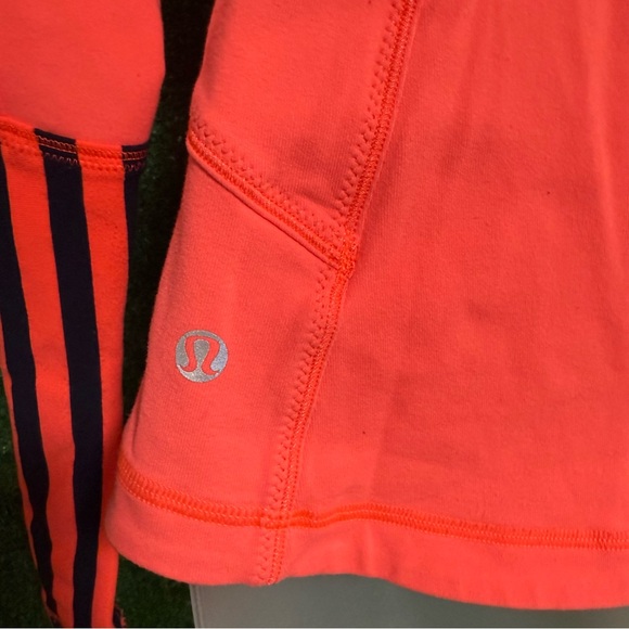 Lululemon Forme Classic Stripe Light Flare Inkwell Neon Orange Athletic Jacket 4 - Picture 9 of 9